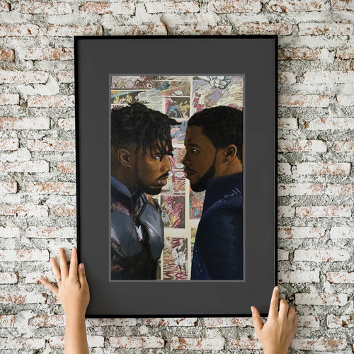 Black Panther Face Off Collage Painting 11x17 Fine Art Print