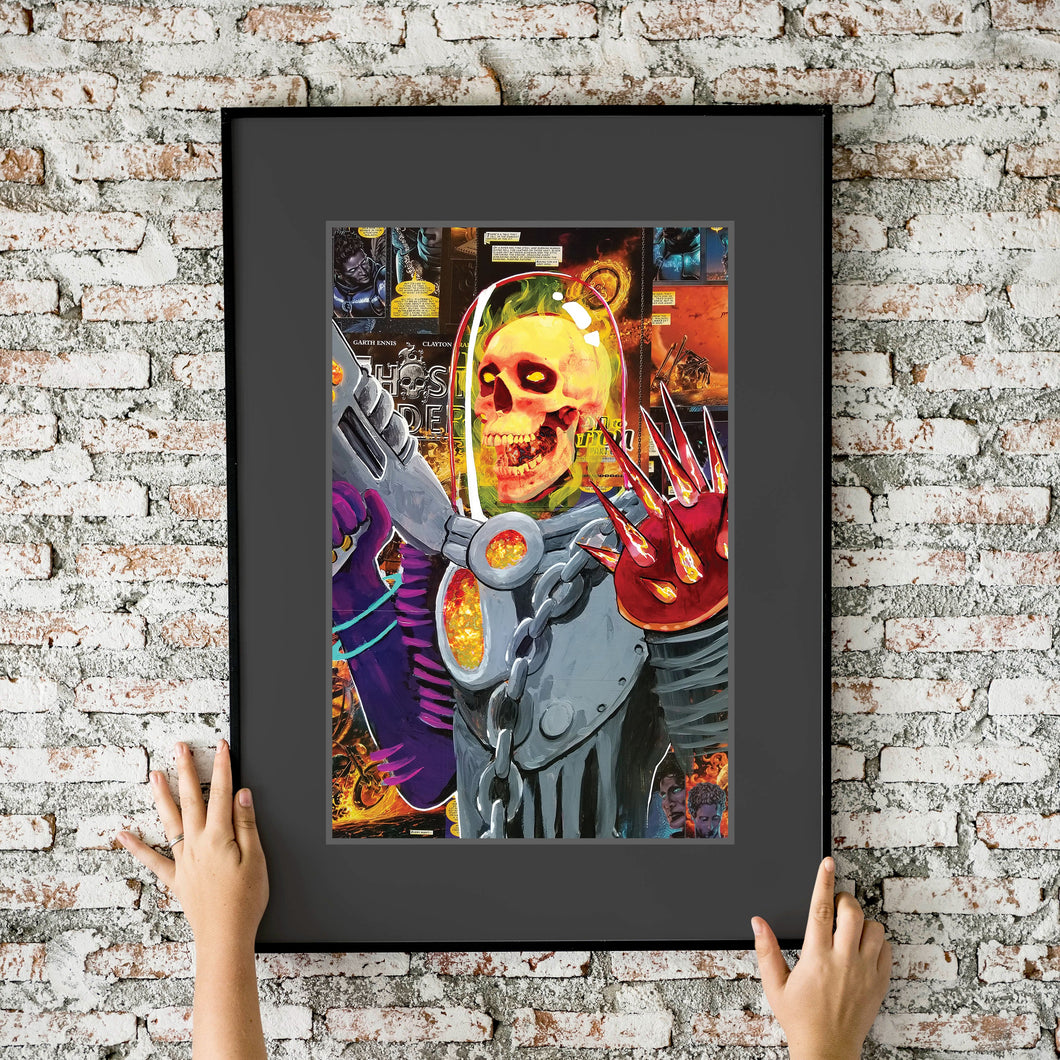 Cosmic Ghost Rider Collage Painting 11x17 Fine Art Print