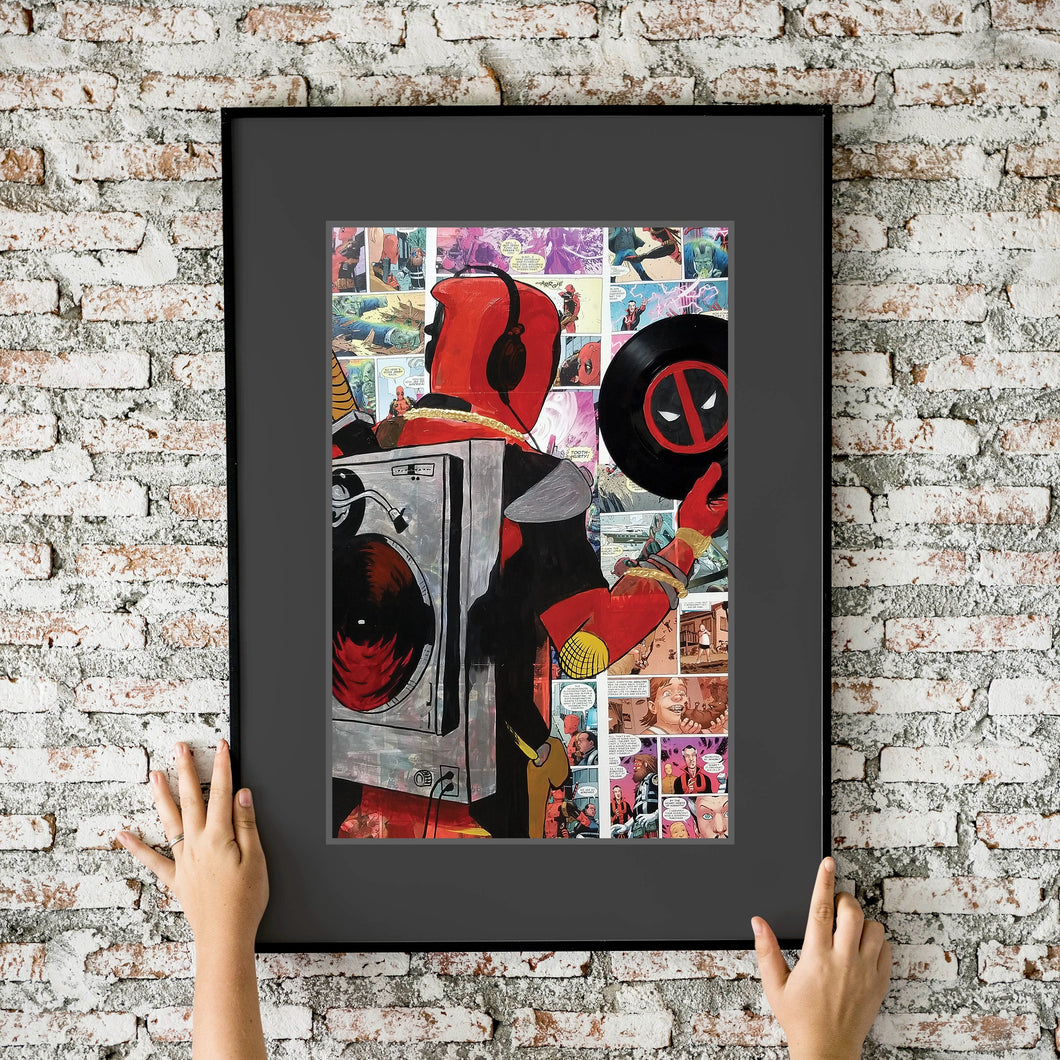 Deadpool Hip Hop Savior Collage Painting 11x17 Fine Art Print
