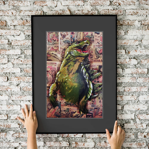 Godzilla Collage Painting 11x17 Fine Art Print