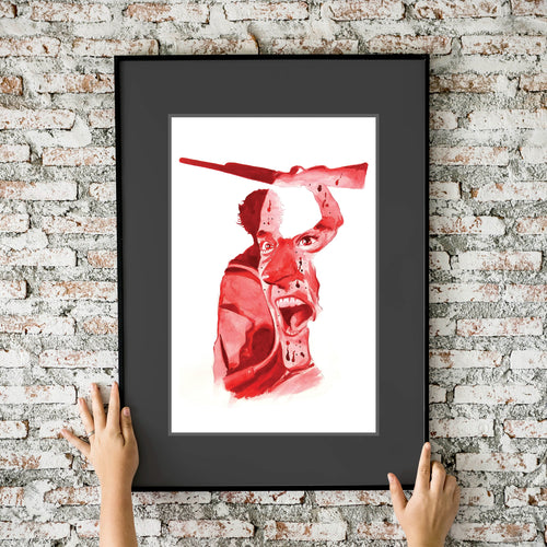 Horror Evil Dead Ash Silhouette Watercolor 11x17 Fine Art Print