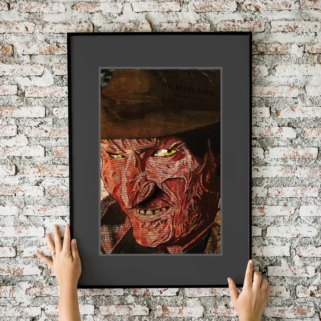 Horror Freddy Krueger Bible Pages Painting 11x17 Fine Art Print