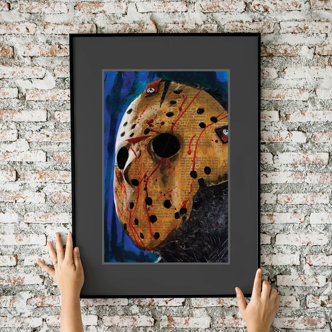 Horror Jason Voorhees Bible Pages Painting 11x17 Fine Art Print