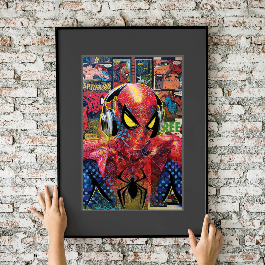 Spider-Man Headphones Collage 11x17 Fine Art Print