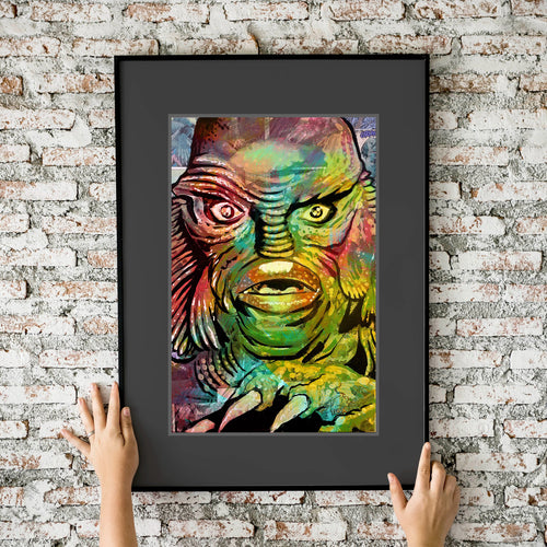 Horror Creature from the Black Lagoon Collage Painting 11x17 Fine Art Print