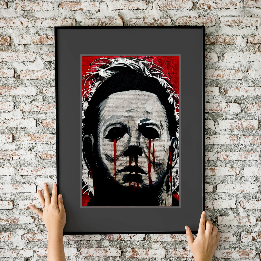 Horror Halloween Michael Myers Bible Pages Painting 11x17 Fine Art Print