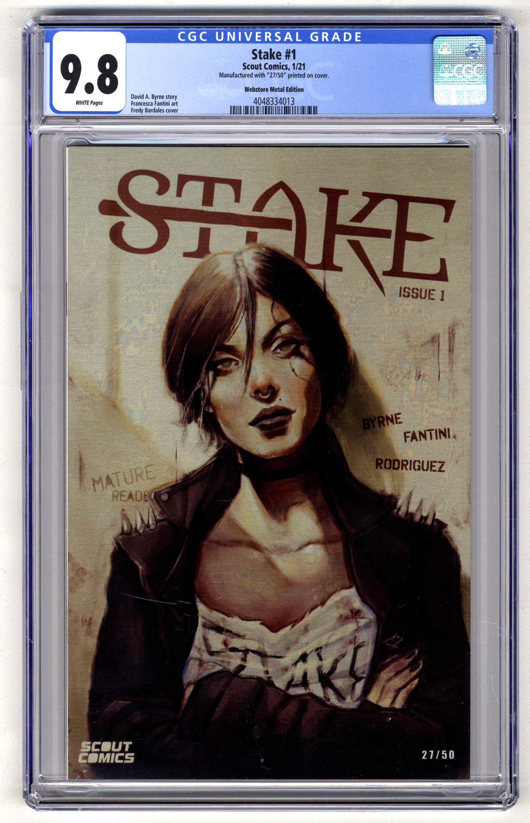 Stake #1 Scout Comics, CGC 9.8--Webstore Metal Edition