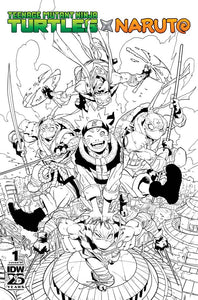 TEENAGE MUTANT NINJA TURTLES X NARUTO #1 1:100 Jorge Jiménez B&W Variant